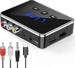 Bluetooth 5.4 saatja vastuv&otilde;tja, 3-in-1 Bluetooth adapter koos AUX/RCA/Optiline, madala latentsusega audio saatja vastuv&otilde;tja TV, Stereo, toetab TF Card USB, AUX Blue-Tooth adapterit