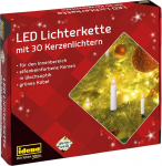 Idena 38192 LED k&uuml;&uuml;nlavalgustite kett, 30 sooja valget LED-i, 30 k&uuml;&uuml;nalt koos klambritega, sobib ideaalselt j&otilde;ulupuule, ca 16 m koos Luxtor&reg; inglisekarvadega (30 LED-valgustit, 3 tk + inglisekarvad), 2 tk komplektis.