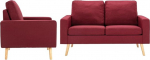 LIANGDONFC Fashion Sofa, Salon Seating, 2-Piece Sofa Set, Fabric, Wine Red, Suitable for Cafe, Garden, Living Room