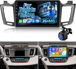 NHOPEEW 2G + 64G Android autoradio Toyota RAV4 2013-2019 jaoks - Traadita Carplay & Android auto - 10.1-tolline Android stereo koos WiFi EQ GPS Mirror Link FM RDS + AHD tagantvaate kaamera ja mikrofoniga