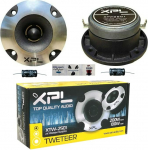 XPL 2 XTW2501 Ultra Slim Tweeters 100 Watt RMS ja 200 Watt Max 10 cm l&auml;bim&otilde;&otilde;t 4 tolli ja 100 dB tundlikkus v&auml;hendatud s&uuml;gavusega 4,2 cm paari kohta + 2 kondensaatorit ja 3 tasuta kleebist.
