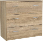 Duero Chest of Drawers with 3 Drawers Oak Structure 74.1 x 35.95 x 69.9 cm