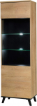John JN02 Practical Standing Display Cabinet, Storage Cabinet, Living Room Cabinet, Glass Display Cabinet, Tall Cabinet, Standing Display Cabinet (Side: Right, Oak Lefkas / Black, without Lighting)