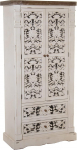 DRW Madera Y Dm Cupboard with 2 Doors and 2 Drawers in Wood and MDF Carved in Antique White, 85 x 40 x 170 cm, Vejecido