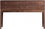 Console Table, Entrance Table in Black Walnut Wood, Modern Mid-Century Console with 4 Drawers, Side Table, Sofa Table, for Living Room, Entryway and Bedroom