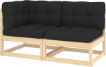 Homgoday 2-teiliges Garten-Sofa-Set mit Kissen aus massivem Kiefernholz, M&ouml;bel-Set, Schlafsofa, Wohnzimmer, Sofa, Couch, modern, f&uuml;r Outdoor und Garten, Mod. 807292