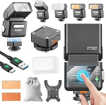 Godox IT32 kaamera v&auml;lk TTL koos X5S v&auml;lklambi p&auml;&auml;stikuga Sony kaamerale 2.4GHz GN18 510 v&auml;lgutab t&auml;isv&otilde;imsusel puuteekraaniga Integreeritud reflektor LED valgus magnetiline v&auml;rvifilter