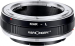 K&F CONCEPT objektiivi K/AR-L manuaalse fookusega adapter, mis &uuml;hildub Konica AR L objektiiviga L-mount kaamerakerele.