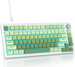 SOLIDEE juhtmega mehaaniline m&auml;nguklaviatuur 75 protsenti, kuumvahetatav mehaaniline klaviatuur tihendistruktuuriga, RGB taustavalgustus, 82 klahvi TKL klaviatuur p&ouml;&ouml;ratava nupuga (82 Matcha gradient)