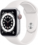 Apple Watch Series 6 (GPS + mobiilside, 44 mm) alumiiniumist korpus h&otilde;bedane koos valge spordirihmaga (uuenenud)