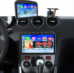 Roinvou Android 15 Qualcomm 8 Core 4+64G autoraadio Peugeot 308 408 2007-2015, 9-tolline puuteekraaniga raadio CarPlay Android auto Bluetooth WiFi GPS FM/RDS DSP 3D auto mudeli vitriin SWC tagantvaate kaamera