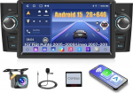 Autoradio Fiat Punto 2005-2009/Linea 2007-2011, Android 15 2G+64G, Wireless Carplay & Android Car, raadio 2 DIN GPS/WiFi/Bluetooth/USB/RDS/FM mikrofoniga tagurduskaameraga