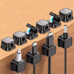 Kaabli korraldaja hoidja, magnetilised lauakaabli klambrid, peidab telefoni laadimiskaabli hoidja, tugev kleepuv traadi laadimiskaabli hoidja k&ouml;&ouml;giseadmete, kontori, kodu, auto, USB, HDMI, 10