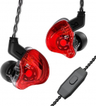 Yinyoo CCZ Melody In-Ear Monitors Hybrid 1BA 1DD HiFi k&otilde;rvaklapid, Deep Bass, kerged k&otilde;rvaklapid IEM koos 4N OFC kaabliga muusikule / trummarile / bassistile (punane, koos mikrofoniga)