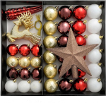 WeRChristmas Shatterproof Luxury Christmas Tree Baubles - 50-osa, punane/valge/kuldne/&scaron;okolaad/virsikarva