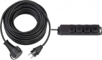 Brennenstuhl kvaliteetne kummist pikenduskaabel 10 m must & pistikupesa jaotur IP44 4-kordne (pistikupesa ribad ehitusplatsil kasutamiseks ja pidevaks v&auml;litingimustes kasutamiseks, 2 m kaabel) must
