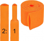 hankekaart Schrumpfschlauch, 2:1 suhe, 13/16 Zoll, ID, 91 cm, geflochtene Kabelh&uuml;lsen, Stoff, gewebt, schrumpfbar, Schlauchschutz, f&uuml;r Kabelbaum, Kabelmantel, Schlauchdraht, Orange