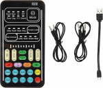 Voice Changer, Portable Microphone Sound Effect and Broadcast Voice Disguiser, Multifunctional Sound Card with 8 Sound Changes for Mobile Phone PC Games (I9 English Edition)