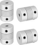 hankekaart Flexible Kupplungen, 4 mm kuni 4 mm, Aluminiumlegierung, Gelenkverbinder, flexible Wellenkupplungen, Motorkupplung f&uuml;r 3D-Drucker, CNC-Maschine, Motorf&uuml;hrung, DIY-Encoder D25 x L 19 mm, 4