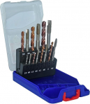 TIVOLY - Set of Tap and HSS Drill Bit with Fusio Coating - Set of 7 Taps M3/M4/M5/M6/M8/M10/M12 + 7 Drill Bits Diameter 2.5-3.3-4.2-5-6.8-8.5-10.2 mm