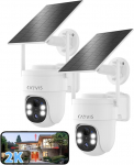 CAYVIS 2K 3MP Outdoor Surveillance Camera Battery Solar PTZ Camera Surveillance Outdoor Camera Wireless with AI Human Detection, Coloured Night Vision, Alexa Compatible, 2-Way Audio, IP66, 2 Pieces