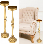 CroBlissful Martini Drinks Table for Small Spaces, Bedside Table, Living Room, Bedroom, Small Cocktail Table, Drink Stand, Side Table, Vintage Metal Decoration, 14 x 14 x 65 cm, Gold