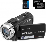 ORDRO videokaamera &ouml;ise n&auml;gemise videokaamera YouTube Vlogging kaamera salvestaja FHD 1080P 15FPS 30MP 3.0 tolli 270 kraadi p&ouml;&ouml;ratav LCD 16X digitaalne zoom kaamera koos 2 aku ja 16GB SD kaardiga
