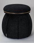 Musta koonusekujulisest karusnahk-kangast muhvlikujuline seenekujuline pouf elutuppa, magamistuppa, lastetuppa, kuldne kunstnahast kaunistus, k&otilde;rgus umbes 55 cm, v&auml;rv: must