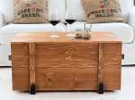 Onu Joe&acute;s kirstu kohvilaud kirstu laud Vintage Shabby Chic stiilis massiivpuidust pruunist puidust hoiuruumiga ja kaanega puidust kast k&uuml;ljelaua maamaja elutoa laud puidust laud p&auml;hklipuust