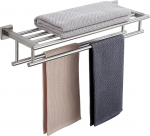 Vannitoa r&auml;tikuratas Double Towel Rail Vannitoa hotelli du&scaron;iriiul SUS304 roostevabast terasest 61 cm kaasaegne seinale paigaldatud klamber harjatud nikkel