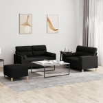 ZEYUAN 3-TLG. Sofagarnitur mit Kissen Schwarz Stoff, Diivanid ja diivanid, Diivan Wohnzimmer, Diivan F&uuml;r Jugendzimmer, Relaxsofa, Diivan F&uuml;r Schlafzimmer, Polstersofa - 3201596