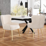 ModernLuxe Sametist s&ouml;&ouml;gitoa tool, Lounge tool, 2 tk, kuldsete metallist tugijalgadega, k&auml;etoed, nimmetugi, reguleeritavad jalad elutuppa ja magamistuppa, beež