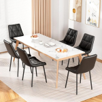 Clevich s&ouml;&ouml;gitoa toolid, komplekt 4, PU polsterdatud toolid, metallist jalad, kuni 200 kg, lihtne kokkupanek, stabiilne, mugav, k&ouml;&ouml;gitoolid 81 x 57 x 50 cm (must, 6 tk)