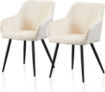 TUKAILAI Sametist s&ouml;&ouml;gitoa toolide komplekt k&auml;etoe ja seljatoega, k&ouml;&ouml;gitool, polsterdatud tool, elutoa tool, polsterdatud tool, polsterdatud iste, metallist jalad, k&auml;etugi, tugitool (Velvet x 2, kreemikas)