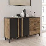 Forte HAYATO 3 sahtli ja 2 uksega k&uuml;ljepaneel, komposiitpuit, Alpine Bicea/must, B x K x S: 154,5 x 85,2 x 42 cm.