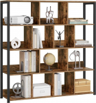 eSituro seisev riiul, 4 tasandiga raamaturiiul, raamaturiiul, hoiuriiul, k&ouml;&ouml;giriiul, nurgariiul, kallutusvahenditega seisev riiul, valmistatud metallist, 120 x 30 x 120 cm, must roostiline pruun