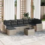 7-TLG. Garten-Sofagarnitur mit Kissen Schwarz aus PE Rattan, Gartenm&ouml;bel Set 7-TLG. als Outdoor Sofa Set Schwarz in Poly Rattan