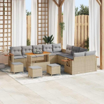 Modulares Gartensofa-Set 18 St&uuml;ck in Schwarz aus Poly-Rattan mit Kissen - 17-teiliges Outdoor-Sofa-Set als Gartenm&ouml;bel f&uuml;r die Terrasse