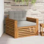 Outdoor-Sofagarnitur aus massivem Akazienholz und Polyester, modernes Terrassenm&ouml;bel Set als Gartenm&ouml;bel Akazienholz
