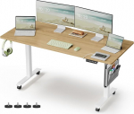 VASAGLE H&ouml;henverstellbarer Schreibtisch elektrisch, 60 x 160 x (72-120) cm, stufenlos verstellbar, Memory-Funktion mit 4 H&ouml;hen, natureichenfarben LSD176N01
