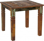 FineBuy Square Dining Table 80 cm Mango Solid Wood - Square Shabby Chic Table in Boat Wood Design, Country House Dining Room Table Solid Kitchen Table for 4 People Bistro Table