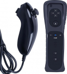 MOVHEIYL Ersatz fernbedienung f&uuml;r Wii und Wii U, integreeritud 2-in-1 Motion Plus mit Silikonh&uuml;lle und Nunchuck (Schwarz)
