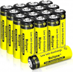 AA patareid, 16 tk, 2600 mAh AA patareid, laetavad, NI-MH laetavad patareid AA, suure mahutavusega 1,2 V aku, madala isepuhastusega kodumajapidamispatareid (kollane)