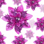 24 j&otilde;ulud kunstlik Glitter Poinsettia lilled, kunstlikud j&otilde;ululilled, pulmadekoratsioon, lilled, j&otilde;ulupuu kaunistused klambritega, 6 tolli, 4 tolli, 3 tolli (tume lilla)