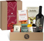 Pr&auml;sentkorb La Dolce Vita gef&uuml;llt mit Rotwein und italienischen Delikatessen | Wein Geschenk f&uuml;r M&auml;nner & Frauen zu Geburtstag, Weihnachten | Geschenkkorb mit Banderole "Herzlichen Gl&uuml;ckwunsch"