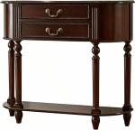 Konsolentisch aus Massivholz mit 2 Schubladen, Console Table mit Unterer Ablage, Geeignet f&uuml;r Wohnzimmer und Flur(120x30x90CM/47x12x35IN)