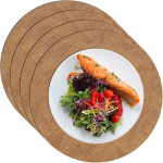 Tischset, rund, Kunstleder, 4er-/6er-/8er-Set - Esstischmatten for drinnen und drau&szlig;en, wasserdicht und waschbar (9, 4er-Set)(Brown,Set of 4)