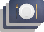 ApuaVireo&Co lauakomplektid, Tischsets aus Kunstleder, 4er-Pack, 45 x 30 cm, wasserdicht, hitzebest&auml;ndig, Mehrfarbig(Blue+Light Gray)