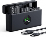 K&F CONCEPT Osmo Action 5 Pro akupakett (3-pack) koos 3x laadijaga, 2100mAh aku, OSMO Action 5 Pro akulaadija &uuml;hildub DJI Osmo 360/Action 6Action 5 Pro/Action 4/Action 3 kaameraga