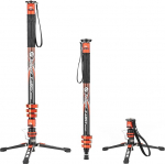Fotopro Carbon Fiber Monopod with Pedal, 74 Inch 3 in 1 Professional Monopod Carbon Fiber Travel Monopod with Feet, Max Load 10 kg for